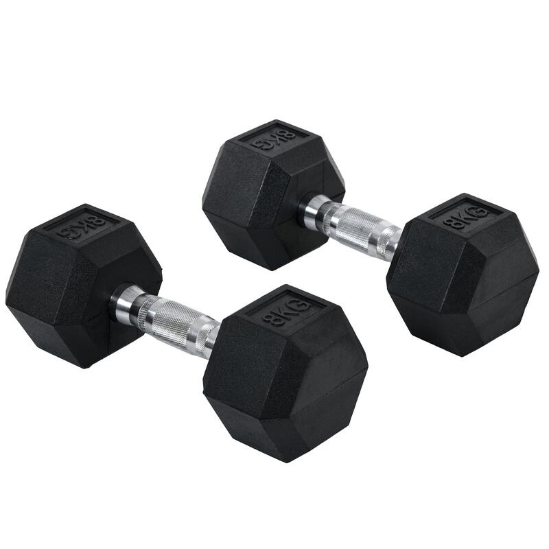 Conjunto de Halteres 16 kg HOMCOM 30,5x12,7 cm Preto e Prata