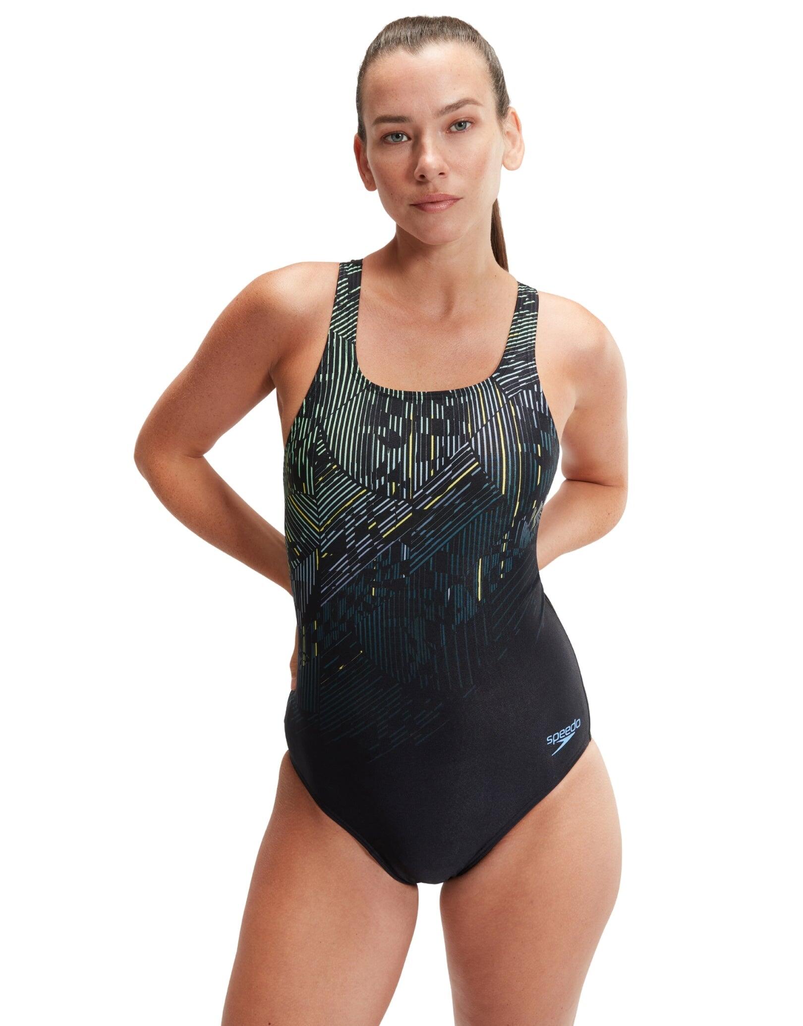 SPEEDO Speedo Digital Printed Medalist Swimsuit - Black/Green