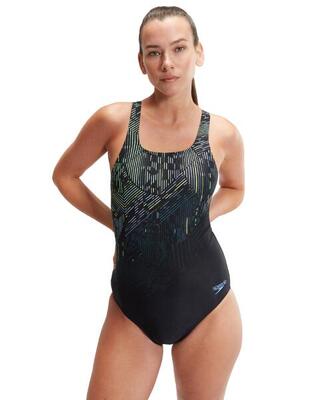 Traje de baño Speedo Medalist con estampado digital - Negro - UK Talla 30