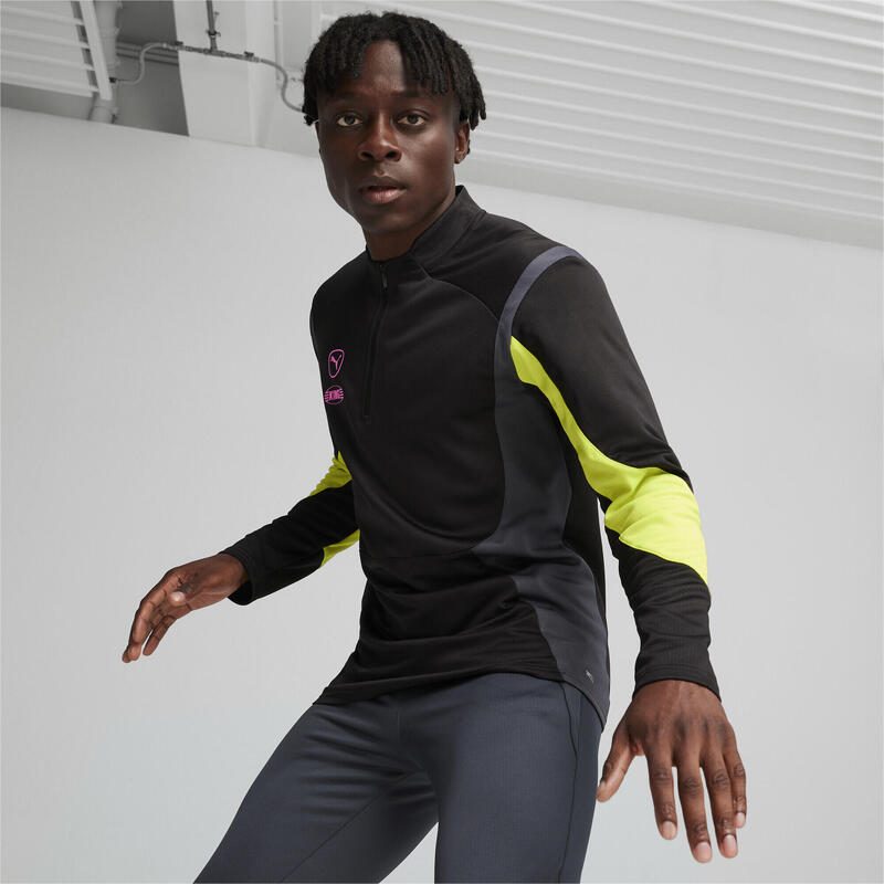 Haut de football à 1/4 zip KING Pro Homme PUMA Black Electric Lime Green