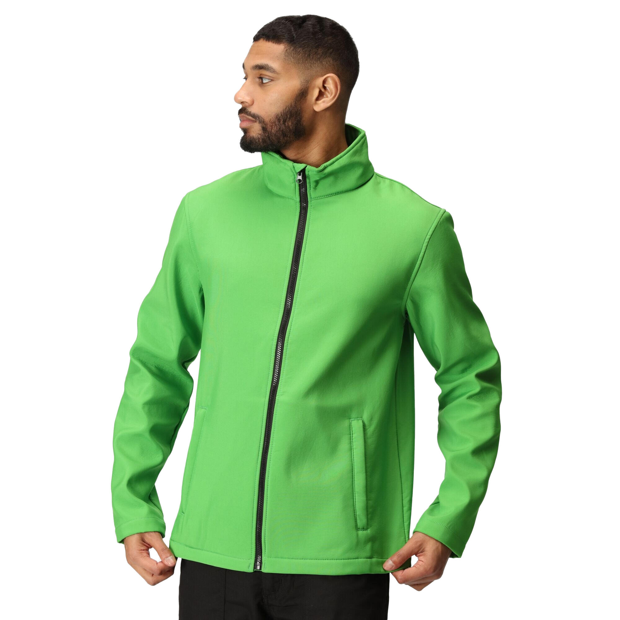 Standout Mens Ablaze Printable Softshell Jacket (Extreme Green/Black) 3/4