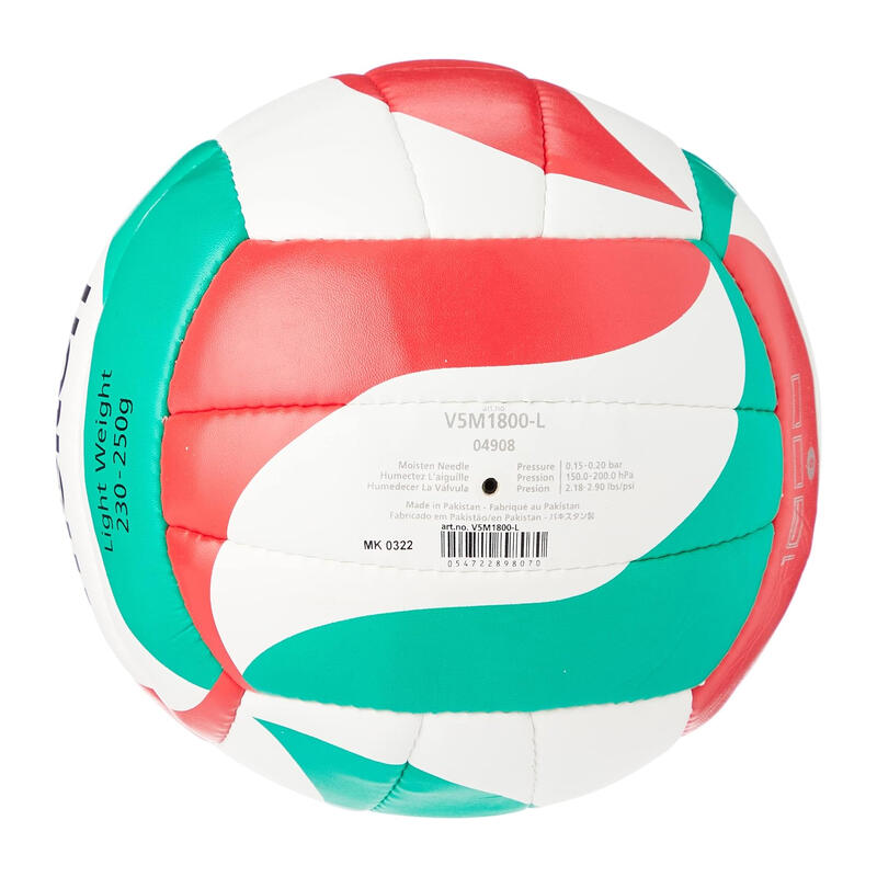 "V5M1800L" Volleyball Damen und Herren Weiß/Grün/Rot