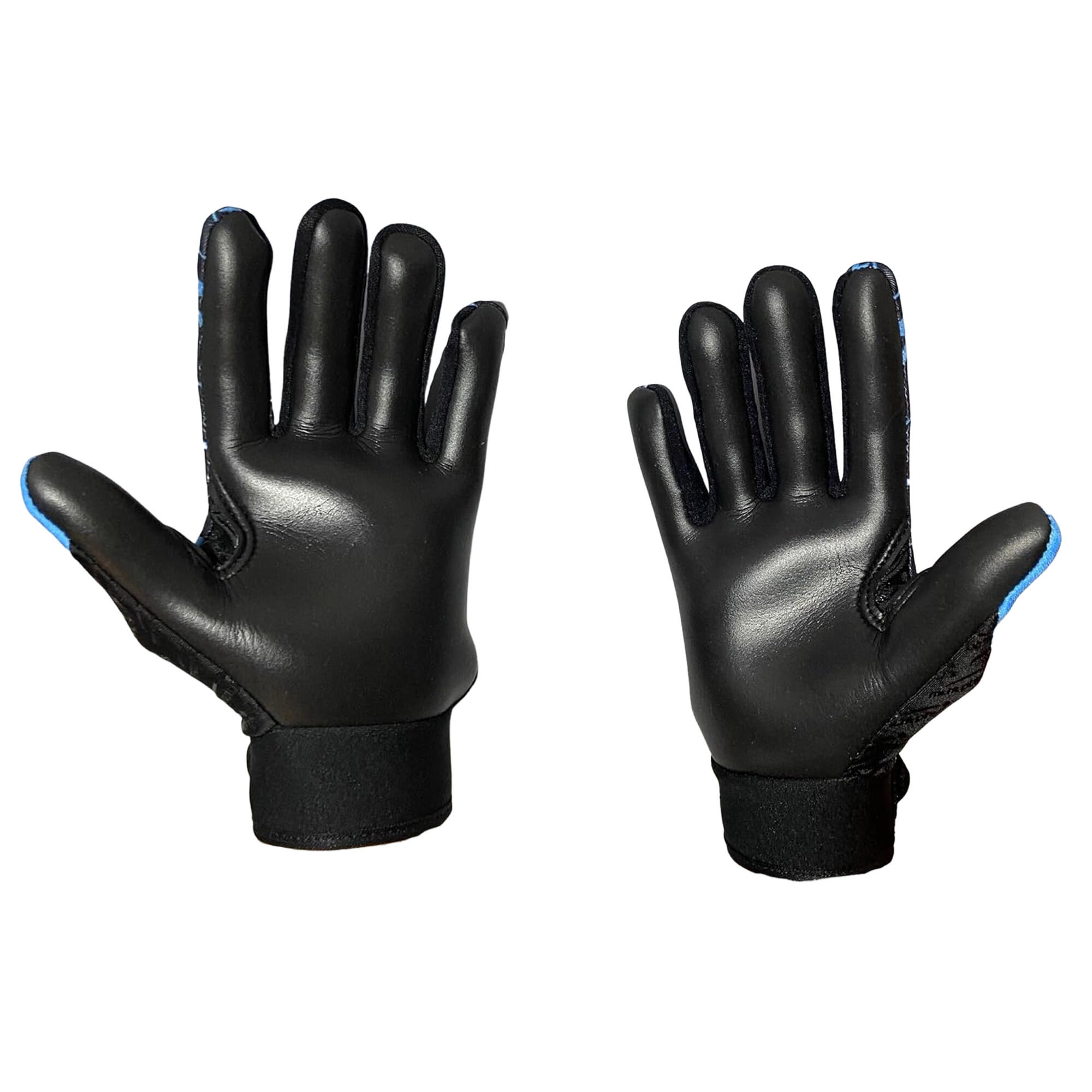 Unisex Adult Crackle Effect Gaelic Gloves (Black/Blue) 4/4