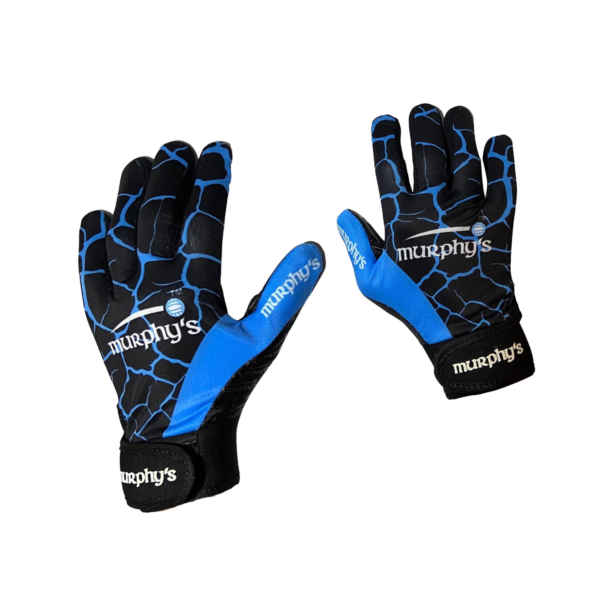 Unisex Adult Crackle Effect Gaelic Gloves (Black/Blue) 2/4