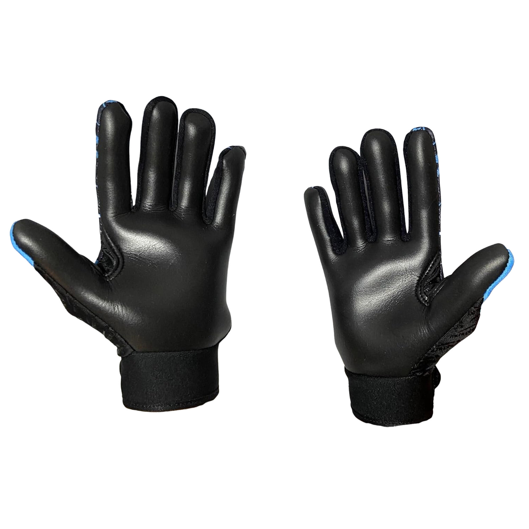 Unisex Adult Crackle Effect Gaelic Gloves (Black/Blue) 3/4