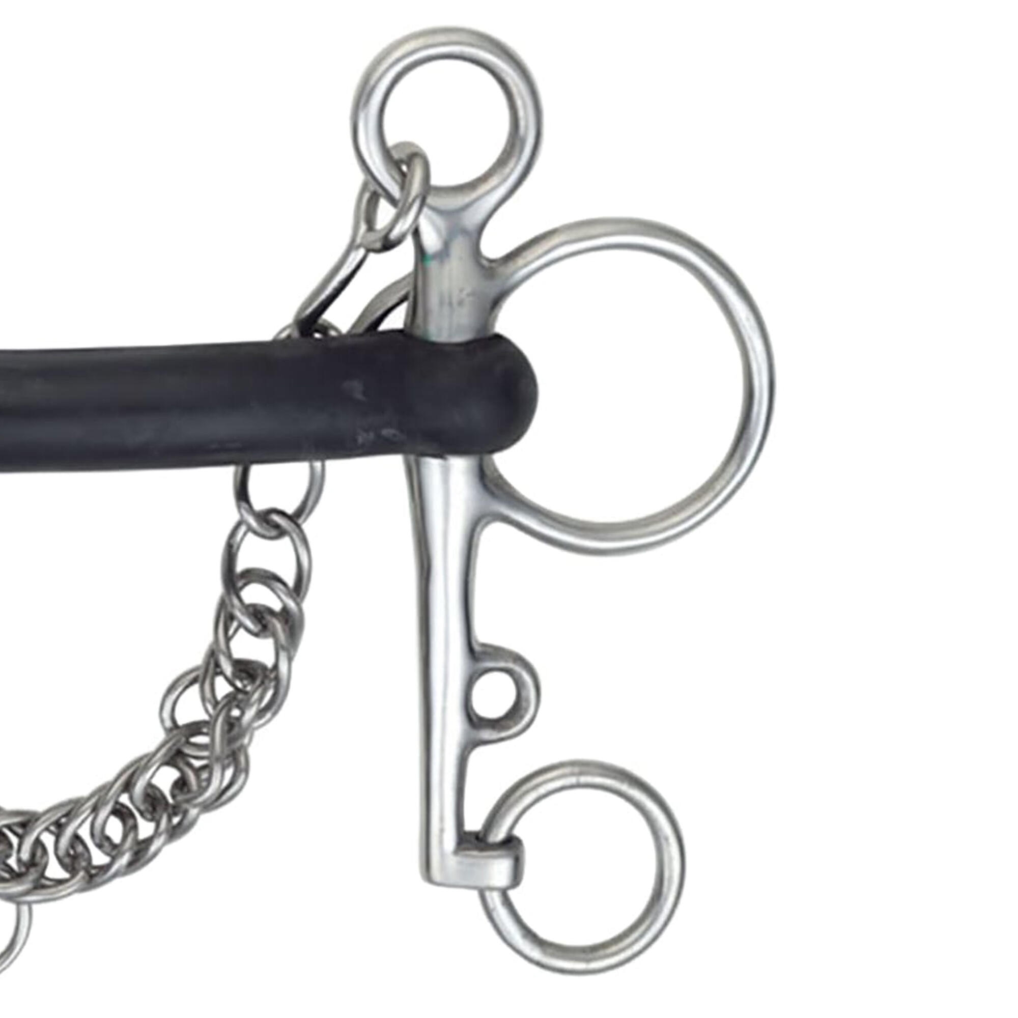 Hard Rubber Horse Pelham Bit (Black/Silver) 3/3