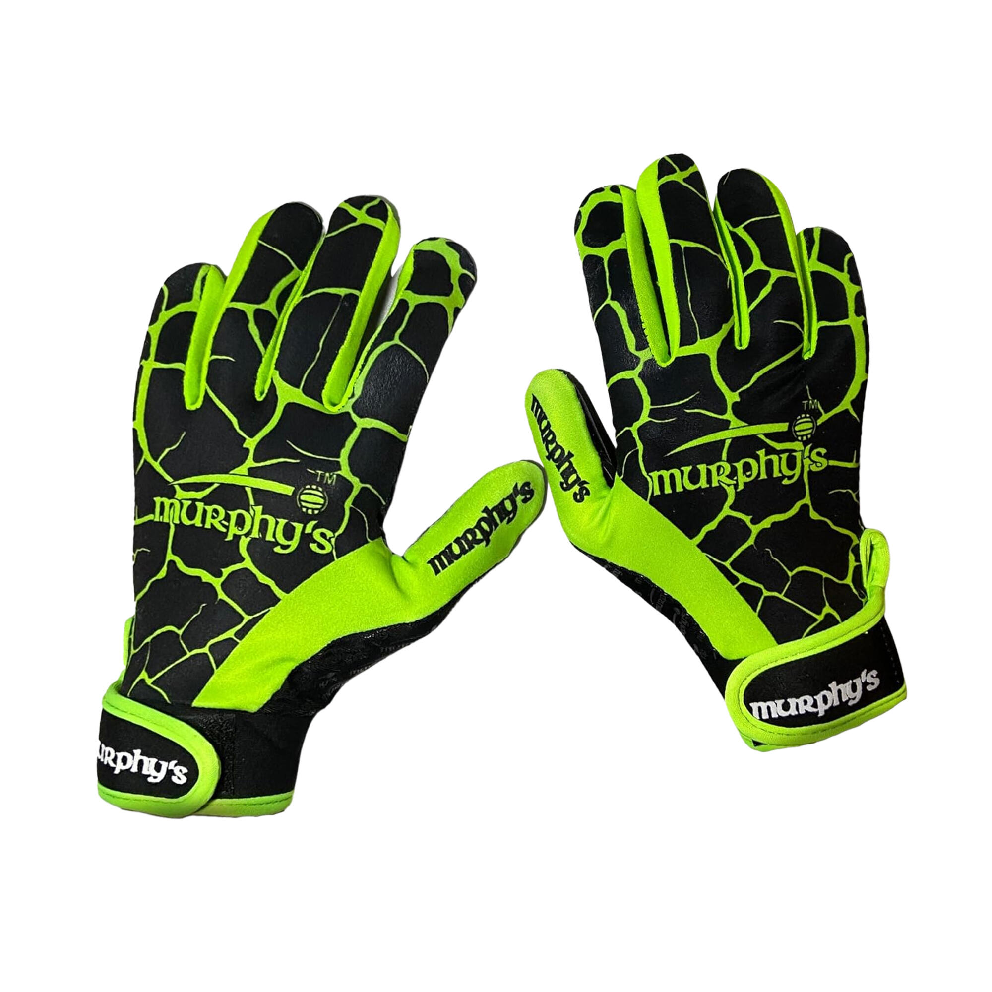 Unisex Adult Crackle Effect Gaelic Gloves (Black/Lime Green) 2/3