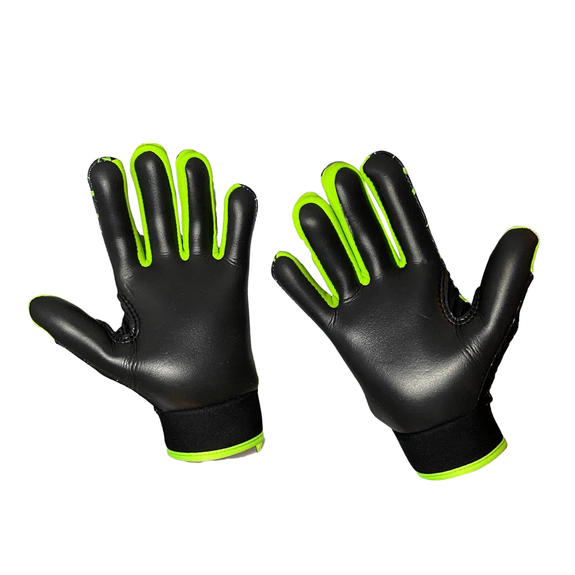 Childrens/Kids Crackle Effect Gaelic Gloves (Black/Lime Green) 2/3