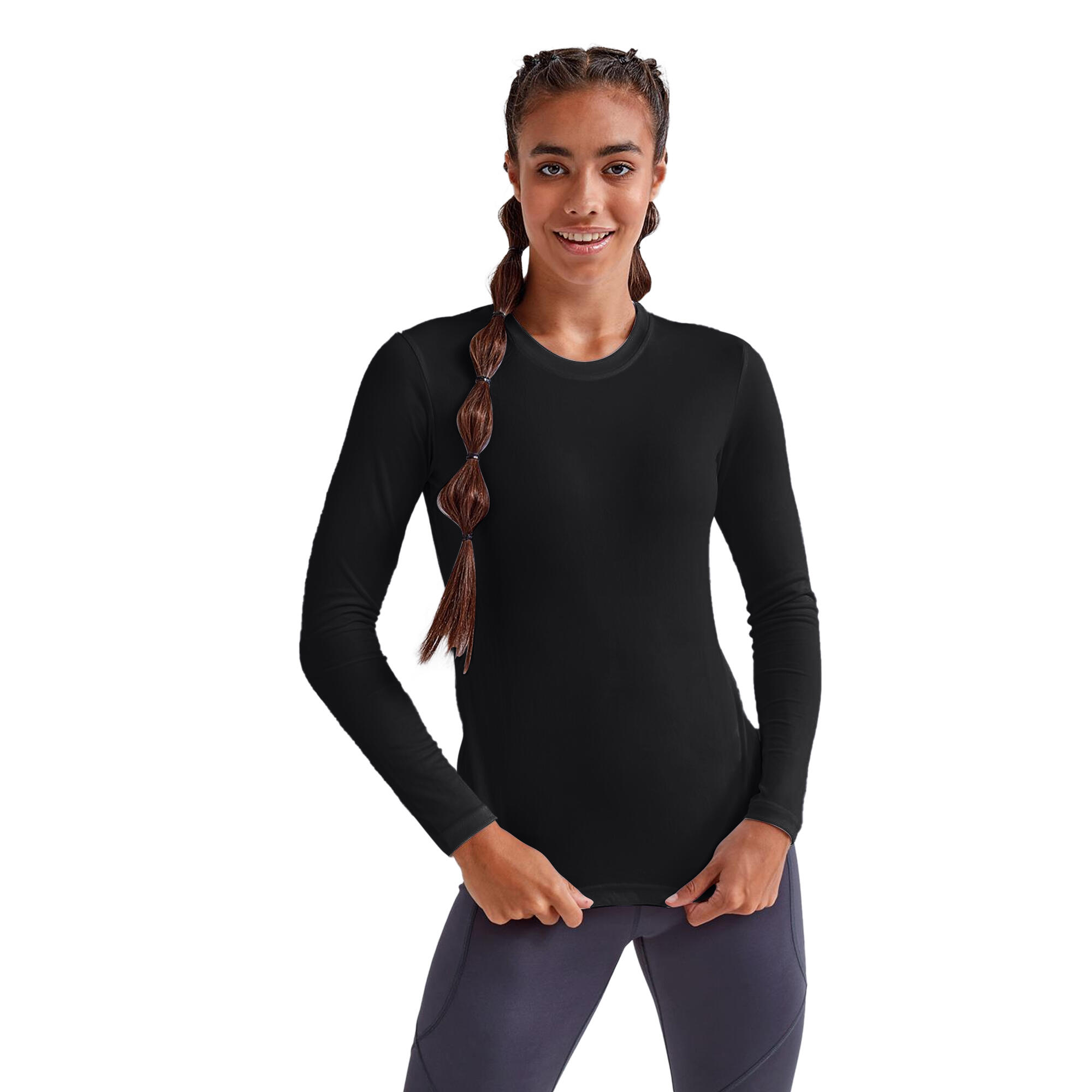 Womens/Ladies Long Sleeve Performance TShirt (Black) 3/3