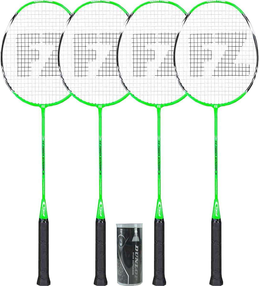 FZ Forza Dynamic Green Badminton Racket 4 Player Set & Shuttles 1/3