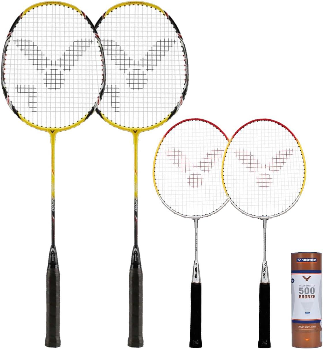 Victor Family Badminton Set, including 2 x Adult, 2 x Junior Badminton Rackets & 1/1