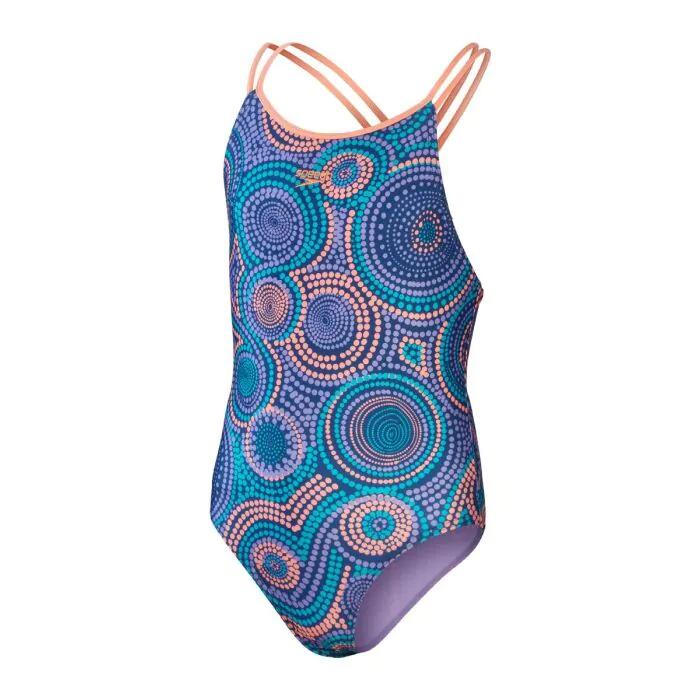 Speedo Girl's Allover Printed Twinstrap Swimsuit - Ammonite 4/6