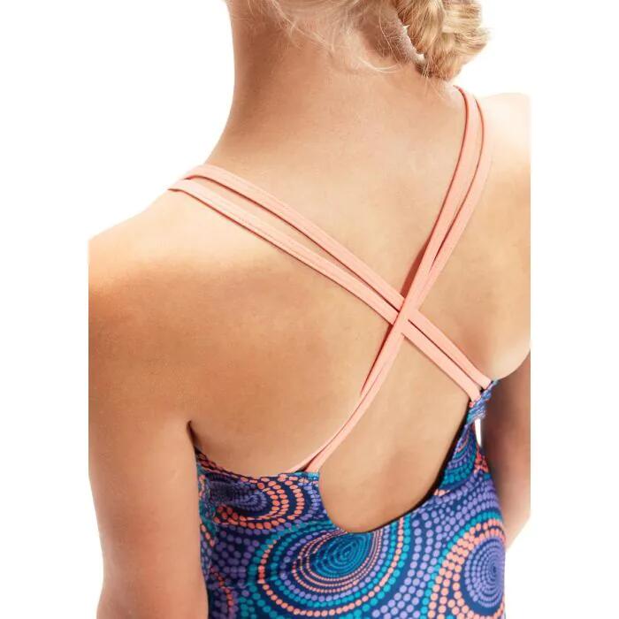 Speedo Girl's Allover Printed Twinstrap Swimsuit - Ammonite 5/6