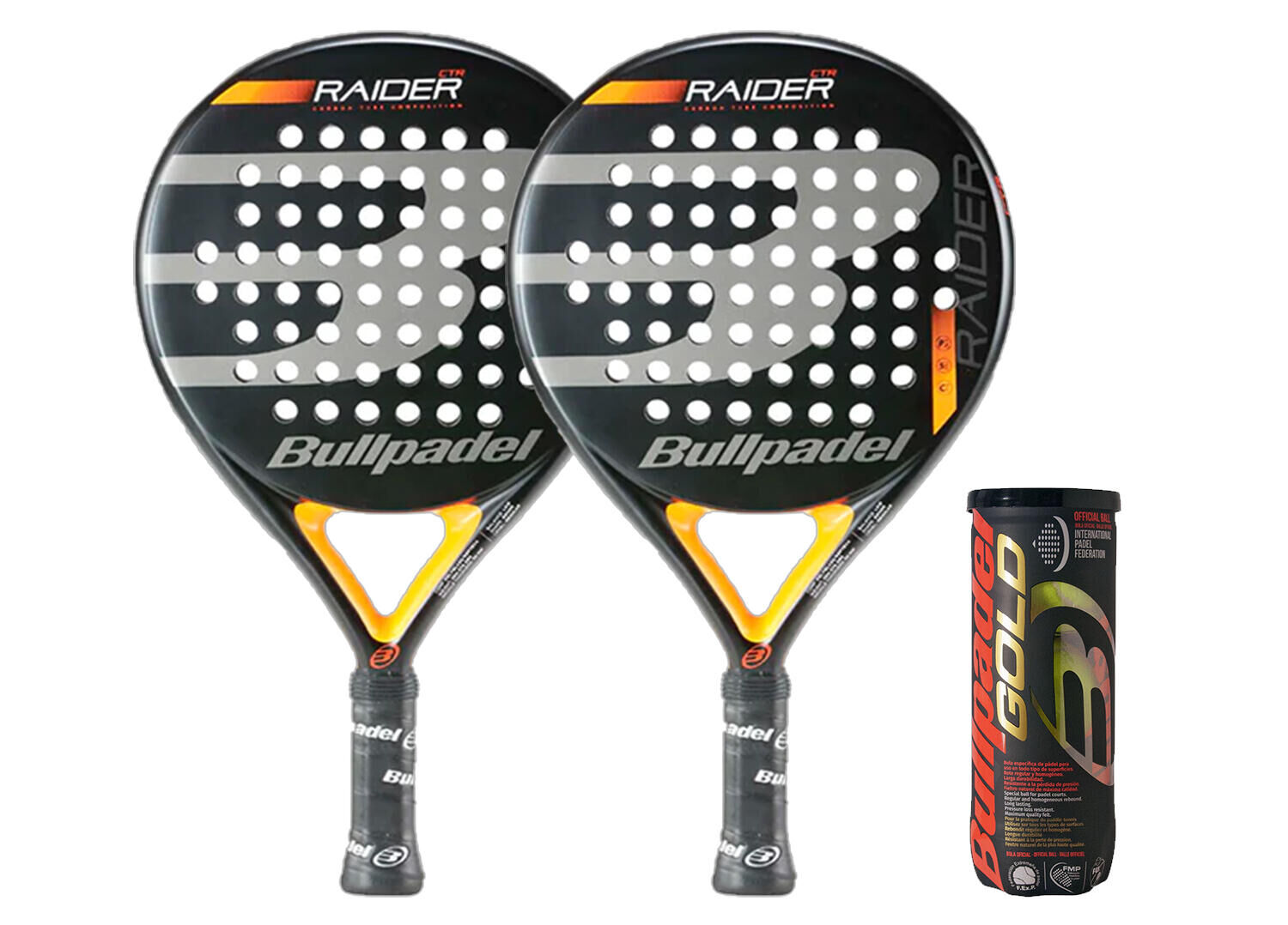 BULLPADEL Bullpadel Raider Padel Racket including 3 Bullpadel Padel Balls