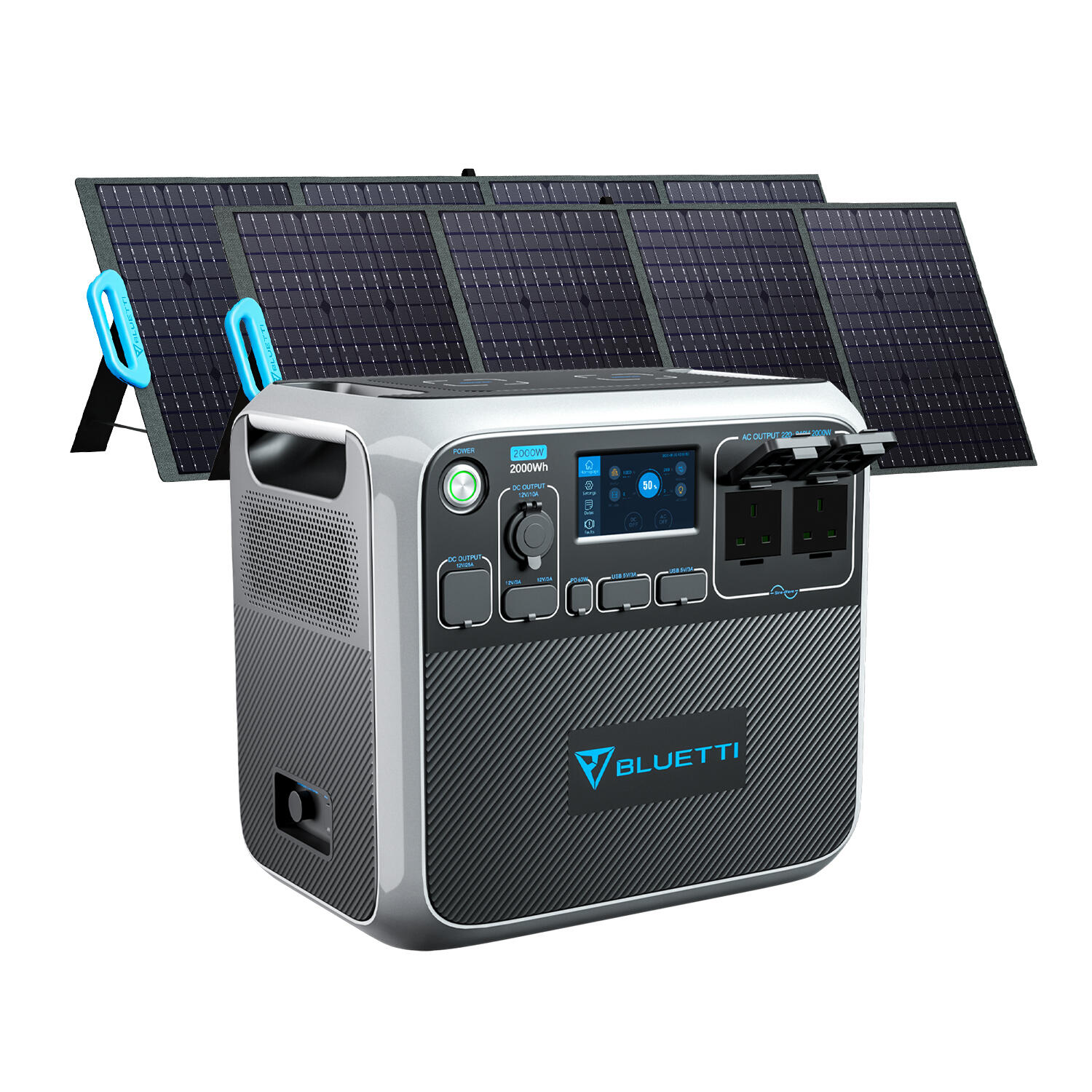 BLUETTI Powerstation AC200P 2000Wh With 2 PV200 200W Solar Panel For Camping 1/6