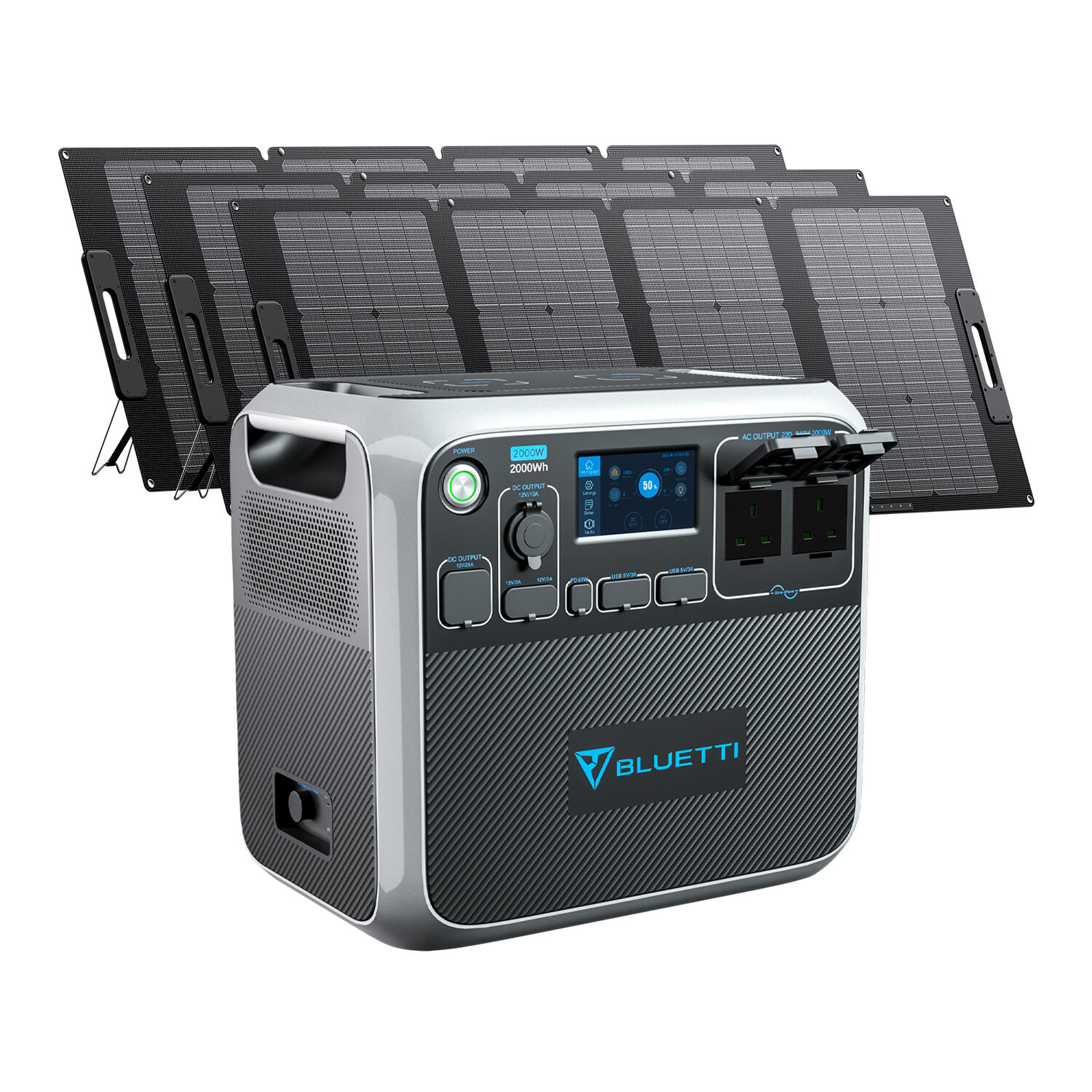 BLUETTI AC200P+3*PV120S Solar Powerstation with AC/DC/Usb Socket For Camping 1/4