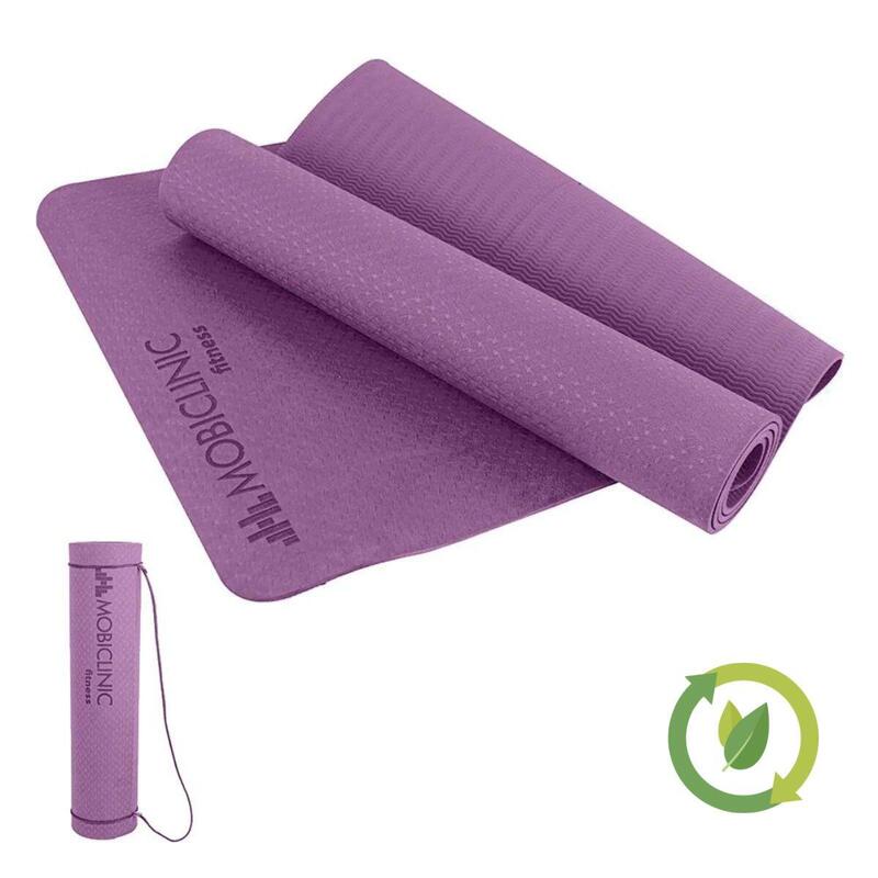 Tapis de yoga yogamat met draagriem 6 mm dik fitnessmat