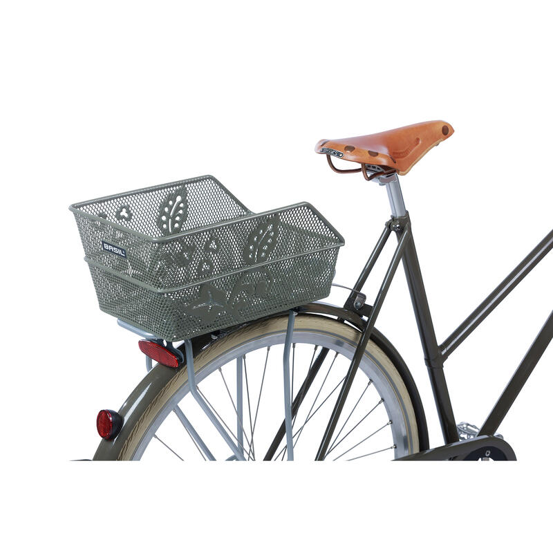 Panier à vélo Cento S FM Flower avec fixation fixe 31 x 21 x 9 cm - vert olive