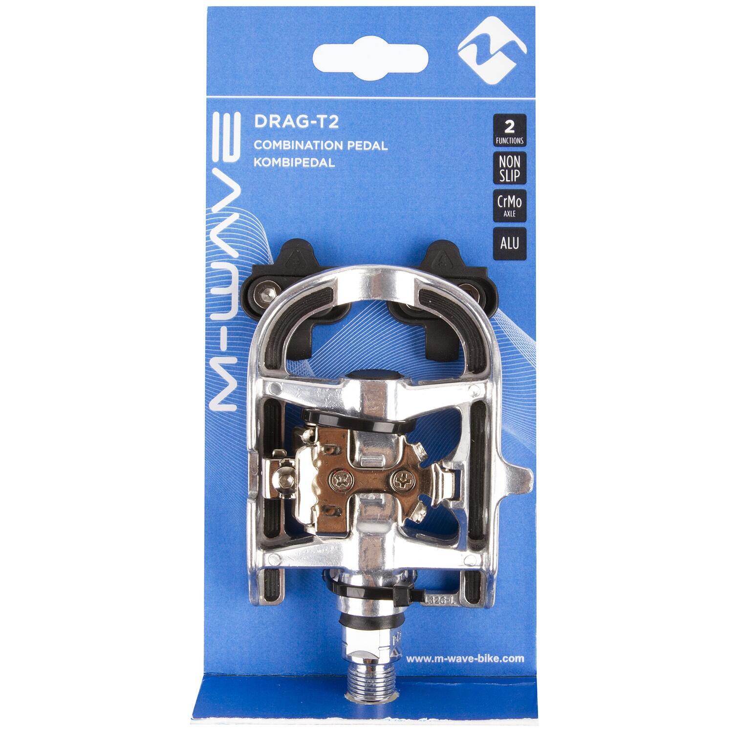 M-Wave Pédales combinées SPD set Silver 3/4