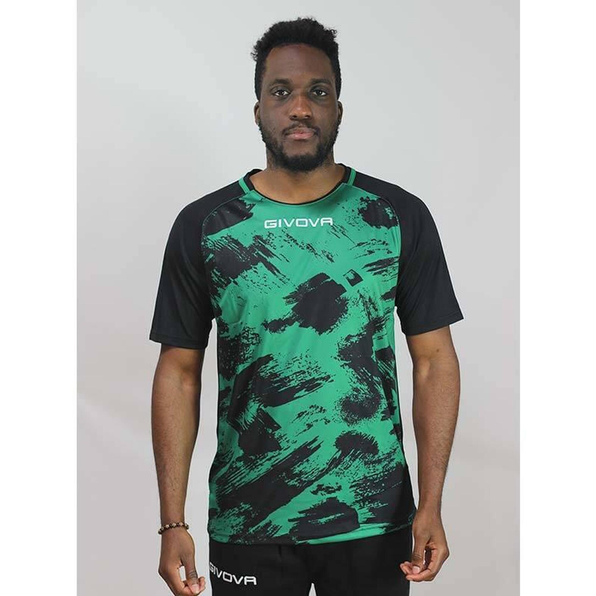 Camiseta de Futebol Givova Art Verde/Preto Poliéster