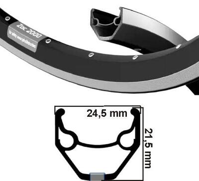 Ryde velg zac 2000 - mat zwart 26" 36 gaats 14g