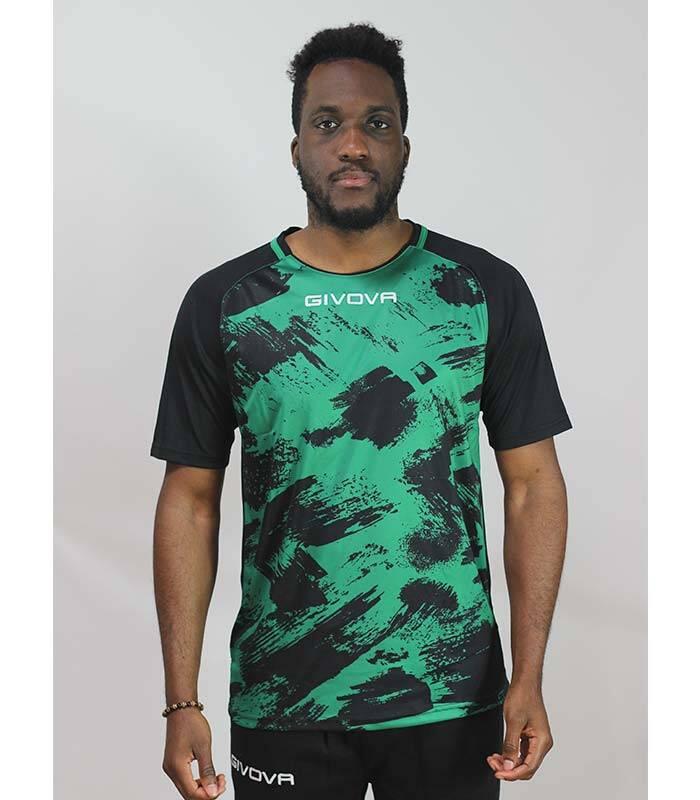 T-shirt Givova Art Interlock krótki rękaw zielono-czarny 2XL