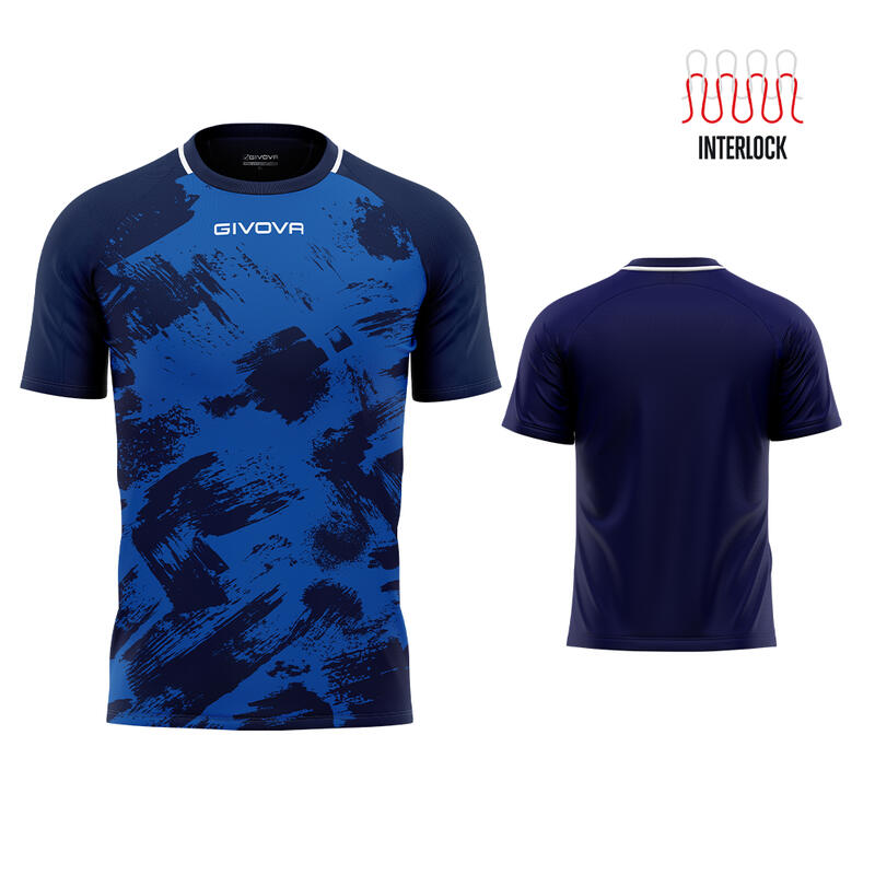 Camiseta de Futebol Givova Art Azul Real/Marinho Poliéster