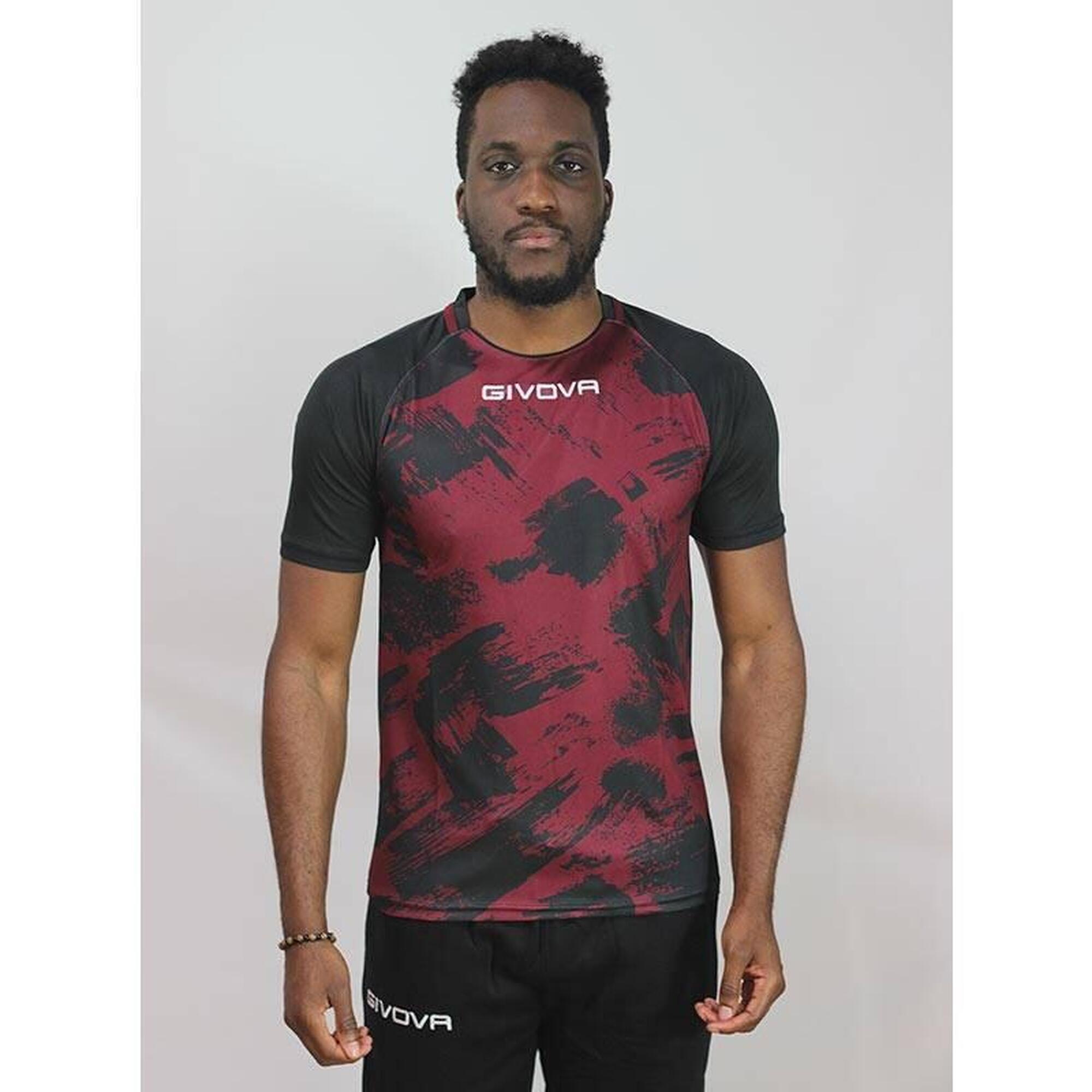 Camiseta de Futebol Givova Art Borgonha/Negro Poliéster