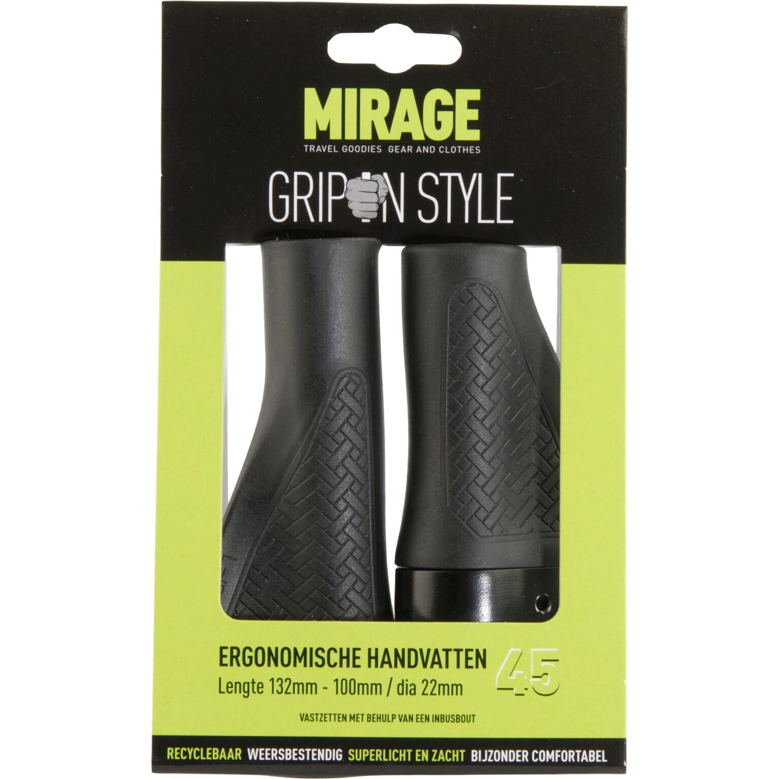 MIRAGE Handvatpaar Grips in style #45 - 132/100 mm met lockring  - zwart