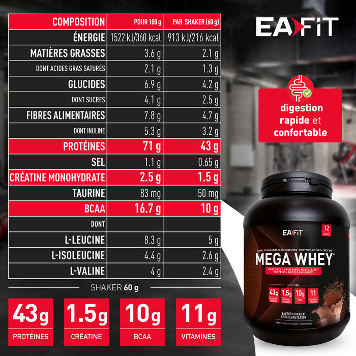 Whey Protéine | Mega Whey (750g) | Chocolat - Nutrition Sportive