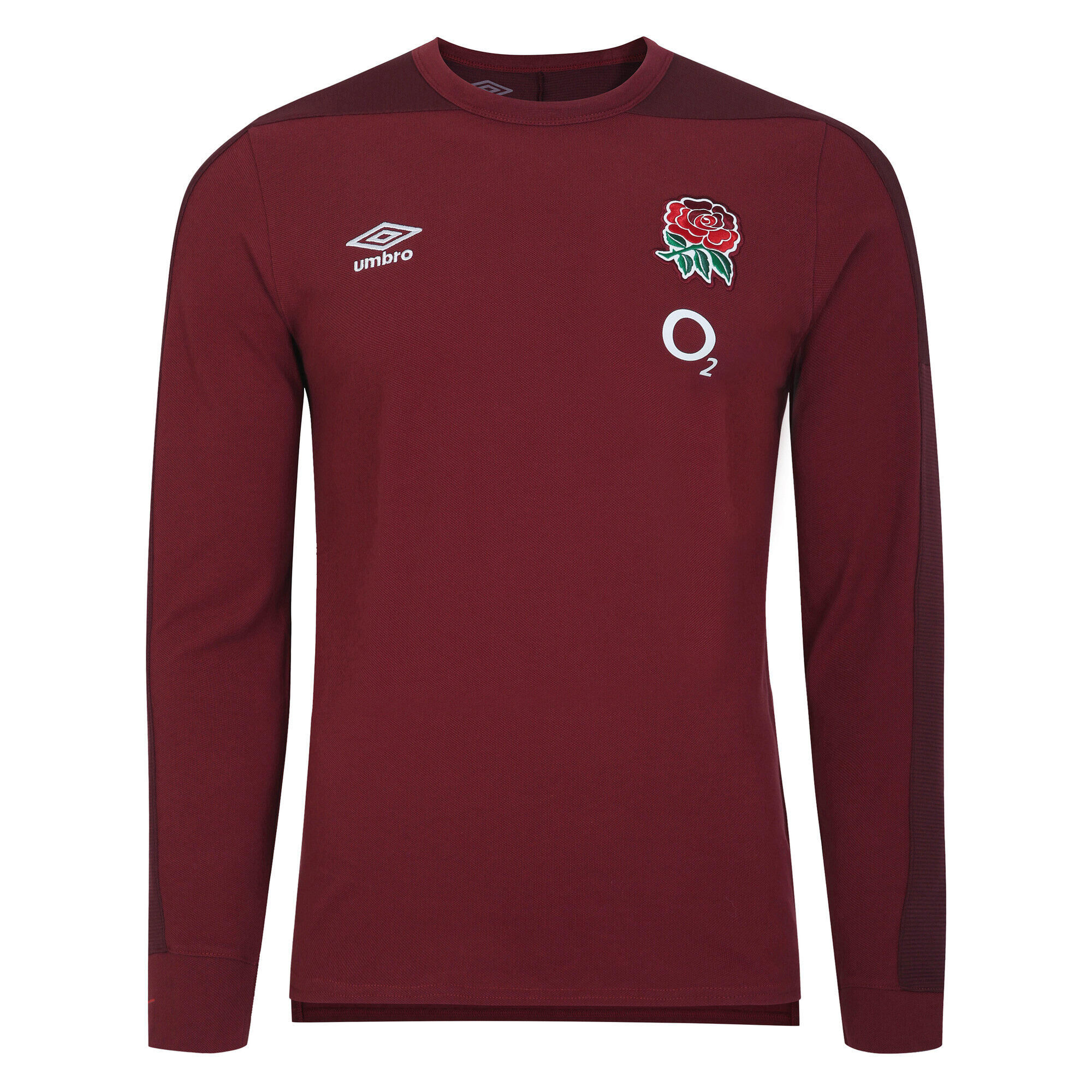 UMBRO Mens 23/24 England Rugby LongSleeved Presentation TShirt (Tibetan Red/Zinfandel)