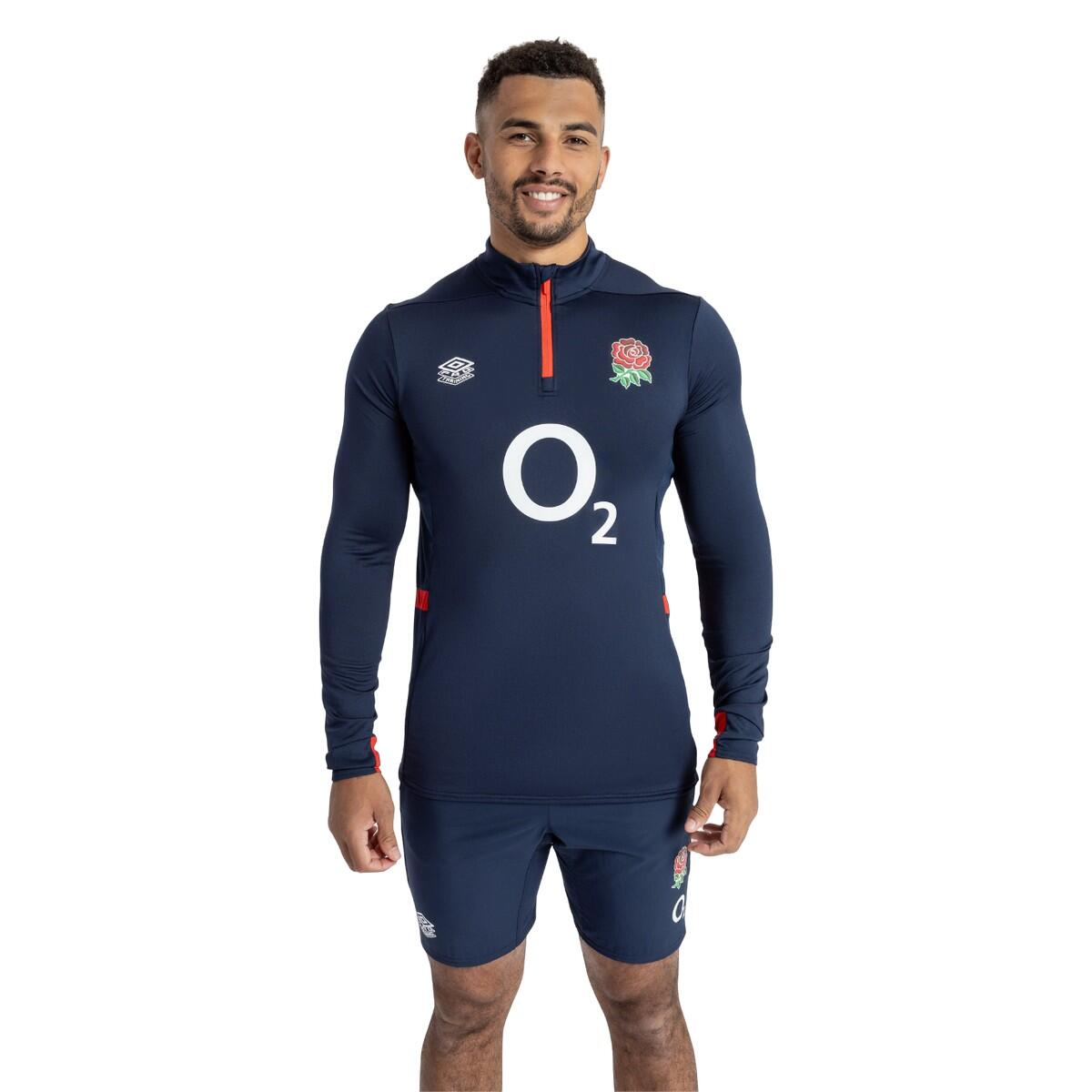 Mens 23/24 England Rugby Midlayer (Navy Blazer/Dress Blue/Flame Scarlet) 3/4