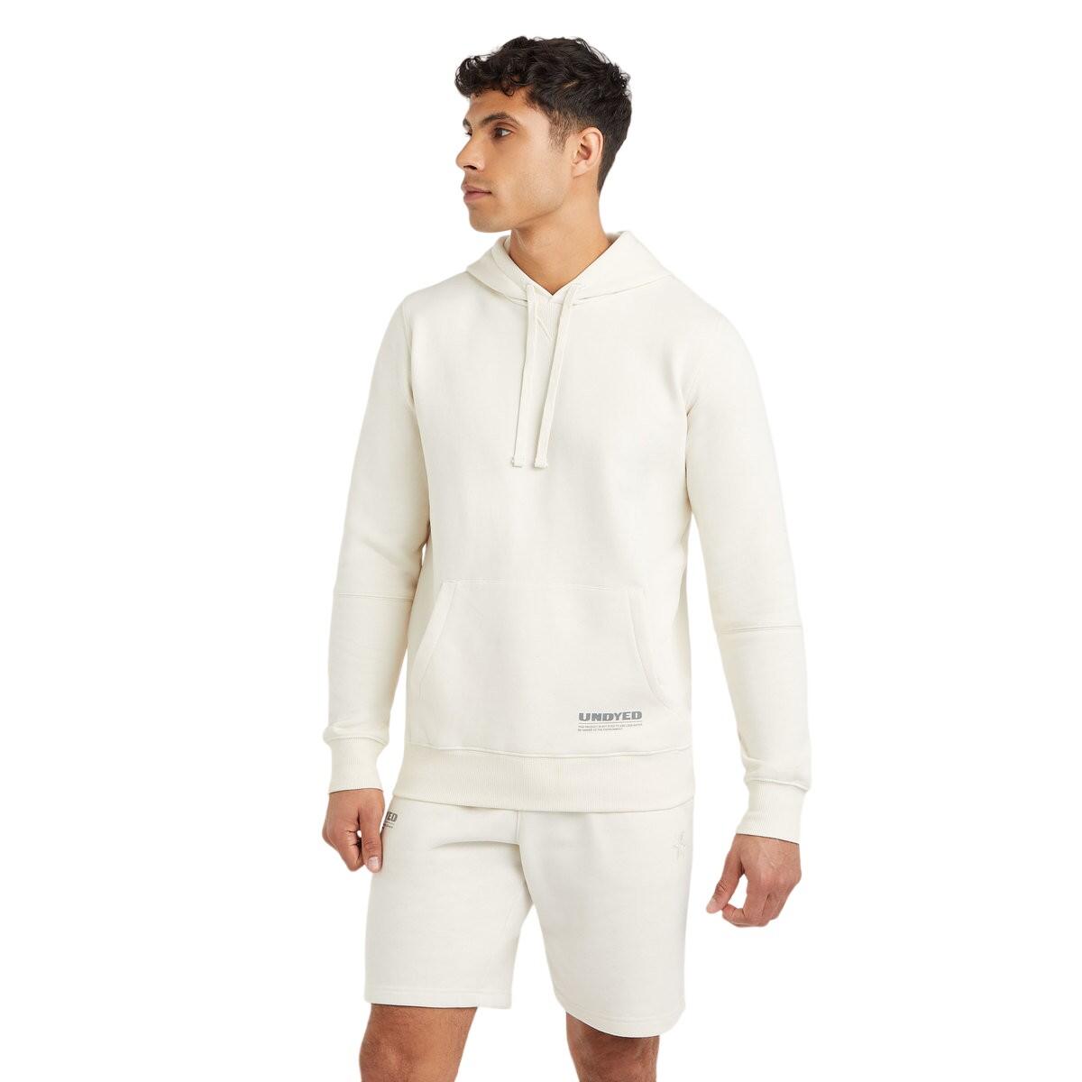 Mens Undyed Undyed Hoodie (Natural) 3/4