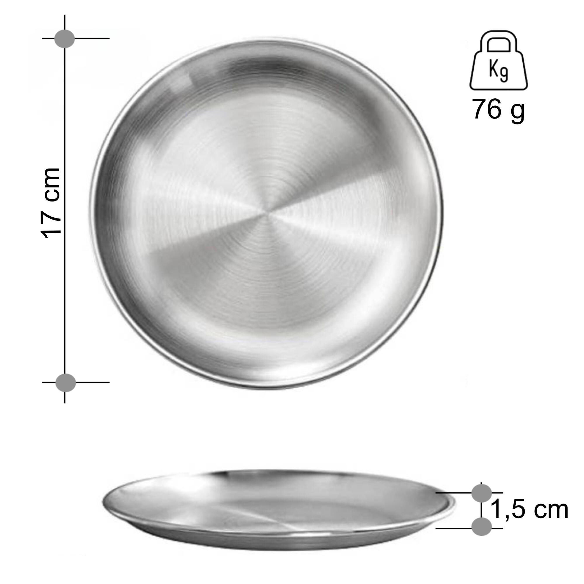 Edelstahl Teller 17 cm D 2 Pack Camping Trekking Picknick Zelten 2/4