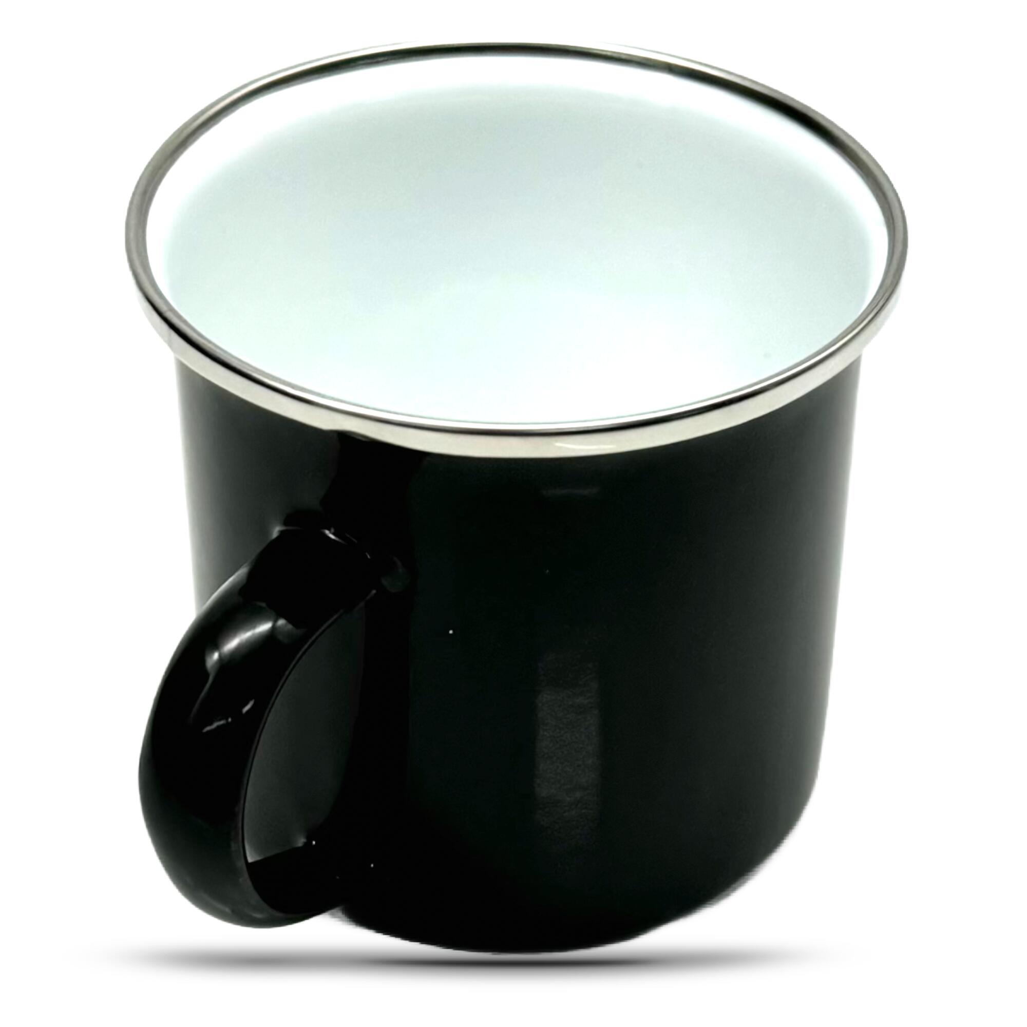 Emaille Trinkbecher 350 ml Kaffee Becher mit Edelstahl Rand 4/4