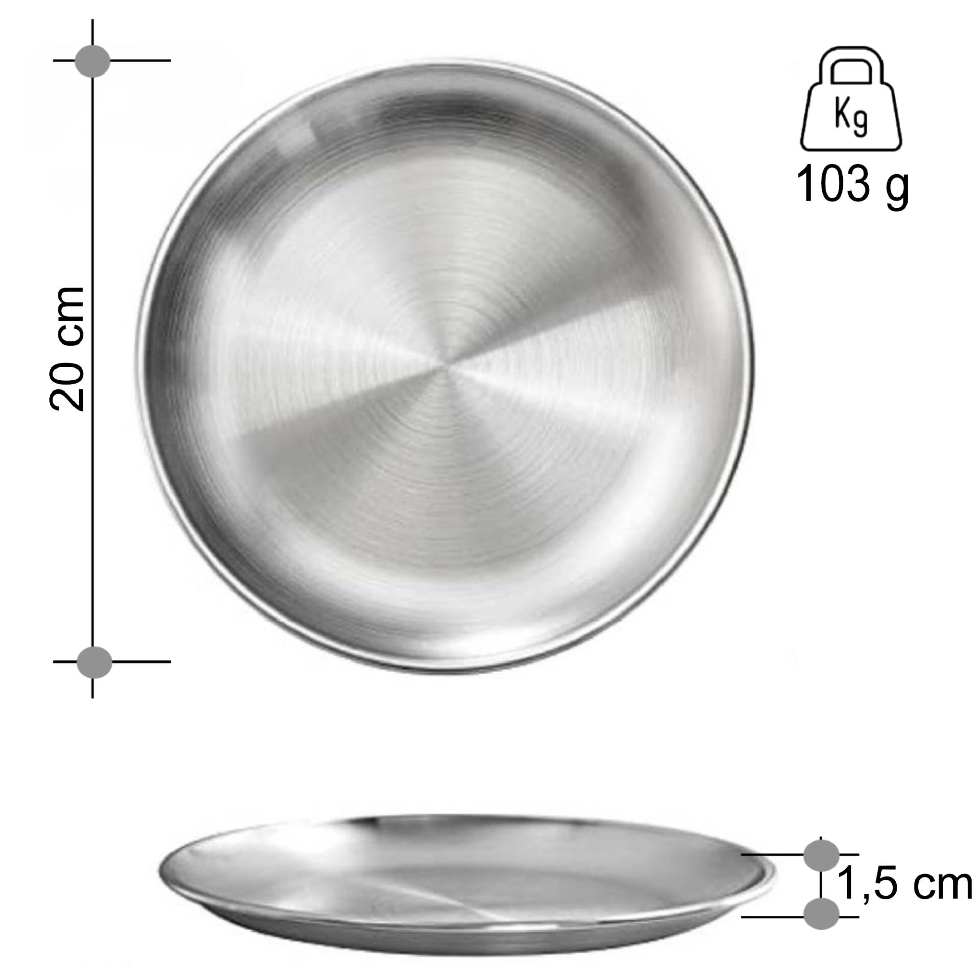 Edelstahl Teller 2 Pack für Camping Outdoor Trekking 20 cm D 103 Gram 3/5