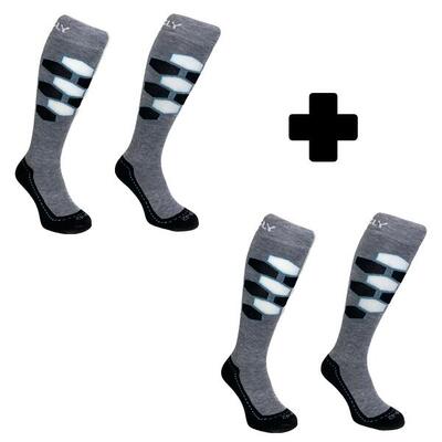 Hingly skisokken hexaski grijs-zwart 2- pack