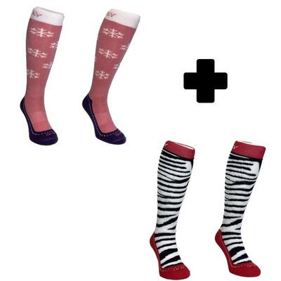 Hingly skisokken duo pack snowflake + zebra