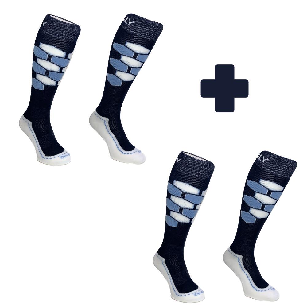 Hingly Skisokken HexaSki Blauw-Wit 2- pack 1/3