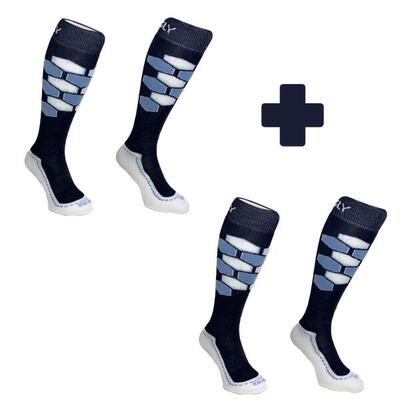 Hingly skisokken hexaski blauw-wit 2- pack