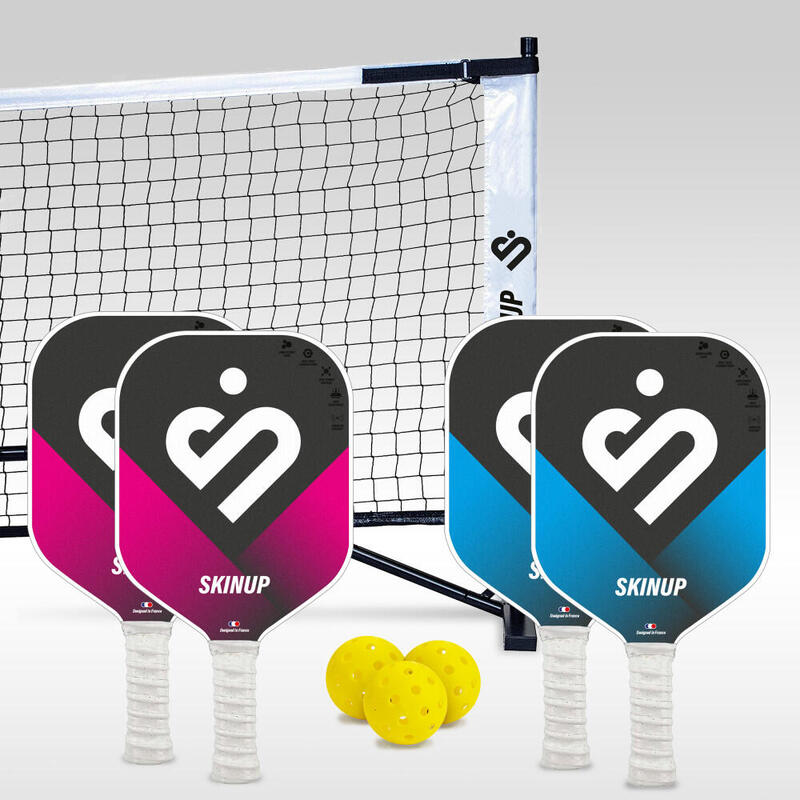 SKINUP 4 3K Smart & Pro Pickleball -rackets, 3 ballen en een net