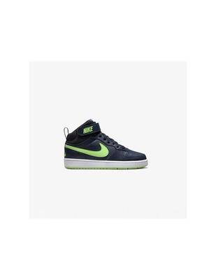 Scarpe ragazzo nike court borough mid (gs) -pelle - blu/verde