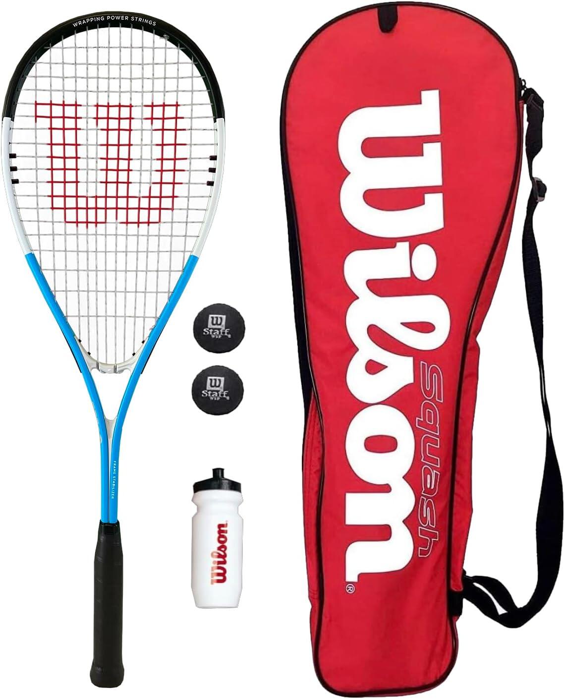 Wilson Squash Racket Set with Balls, Waterbottle & Carrycase 1/4