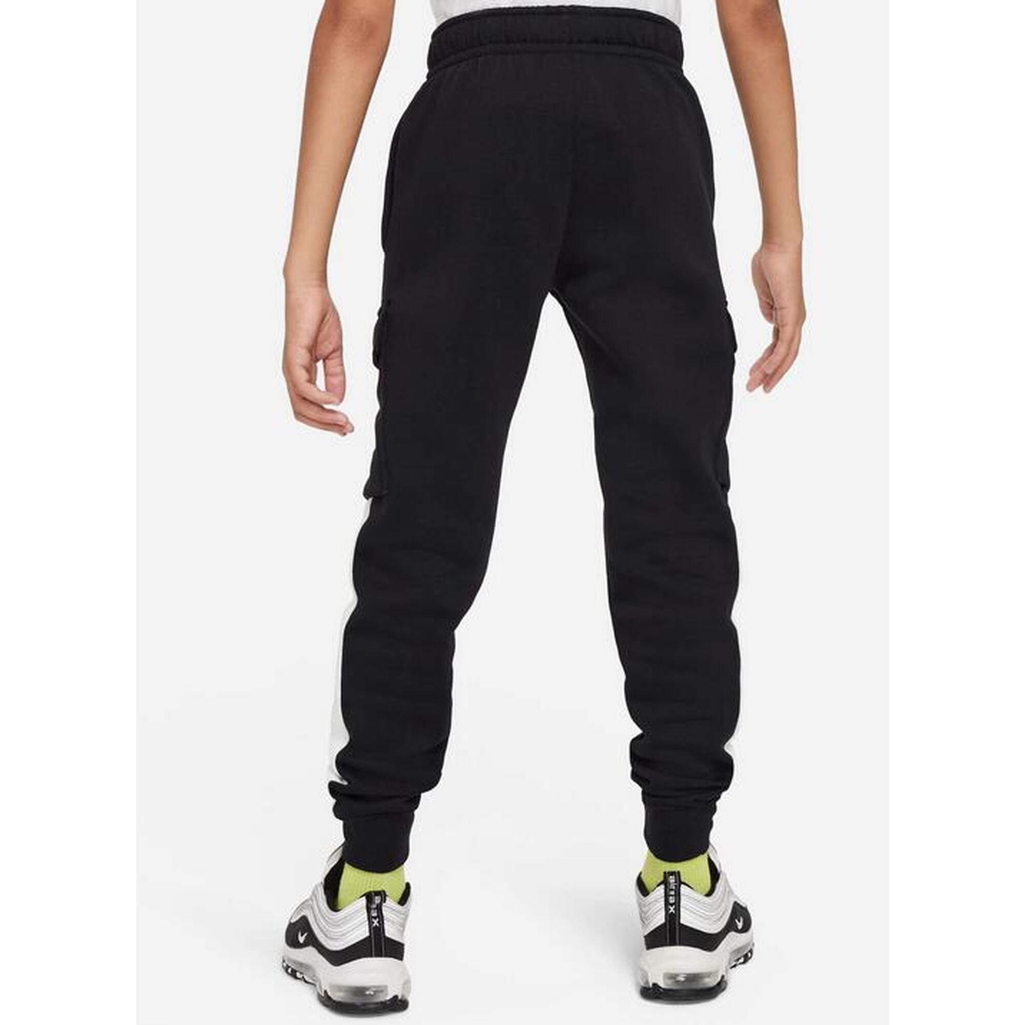 Pantalone ragazzo nike cargo nero in cotone felpato