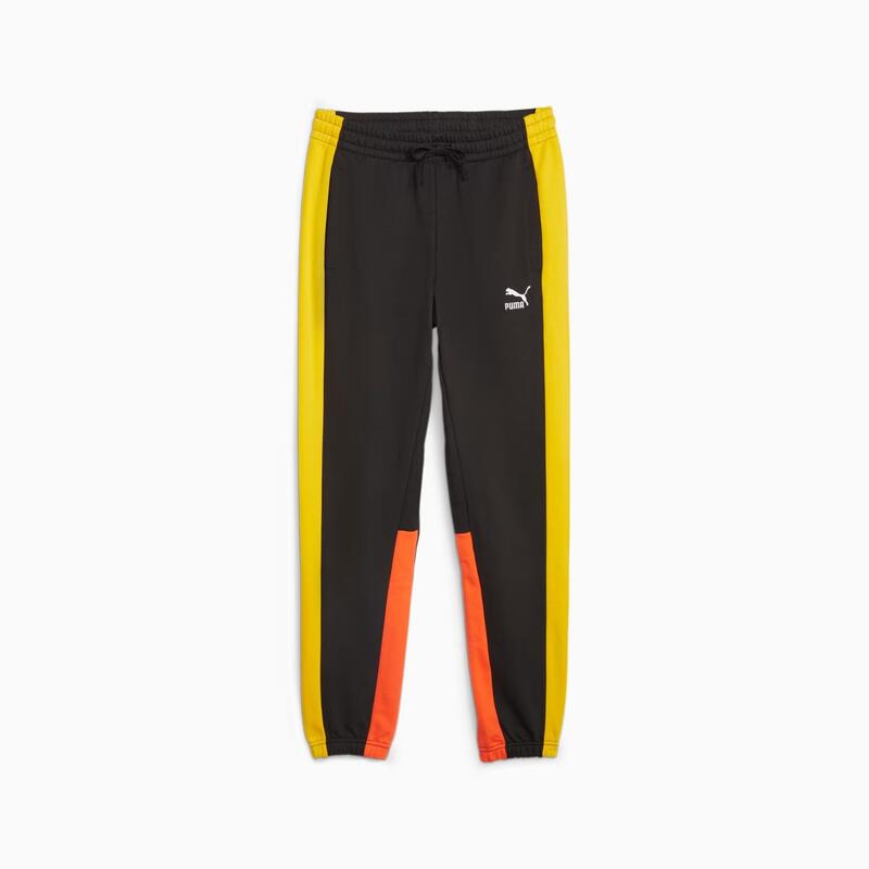 Pantalone uomo puma classics block nero/giallo in cotone felpato