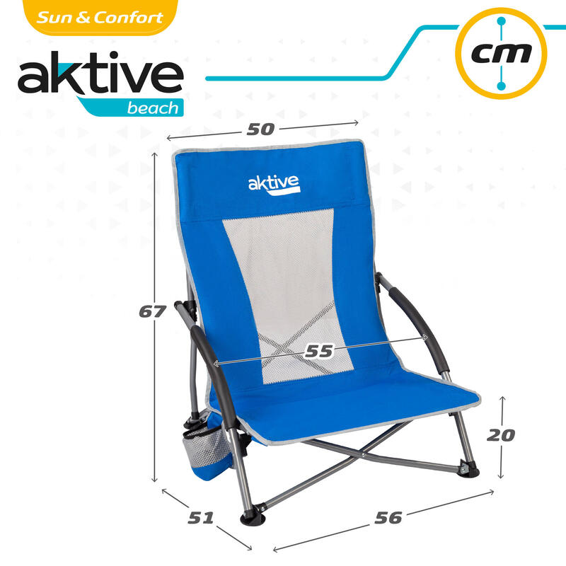 AKTIVE - Chaise Pliante avec Poche et Poignée de Transport