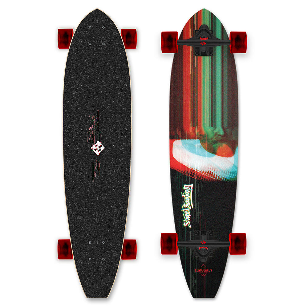 Street Surfing - Longboard Cut Kicktail 36 Drag Vision - Longboard Skate - Noir|rouge - Taille Unique - Decathlon
