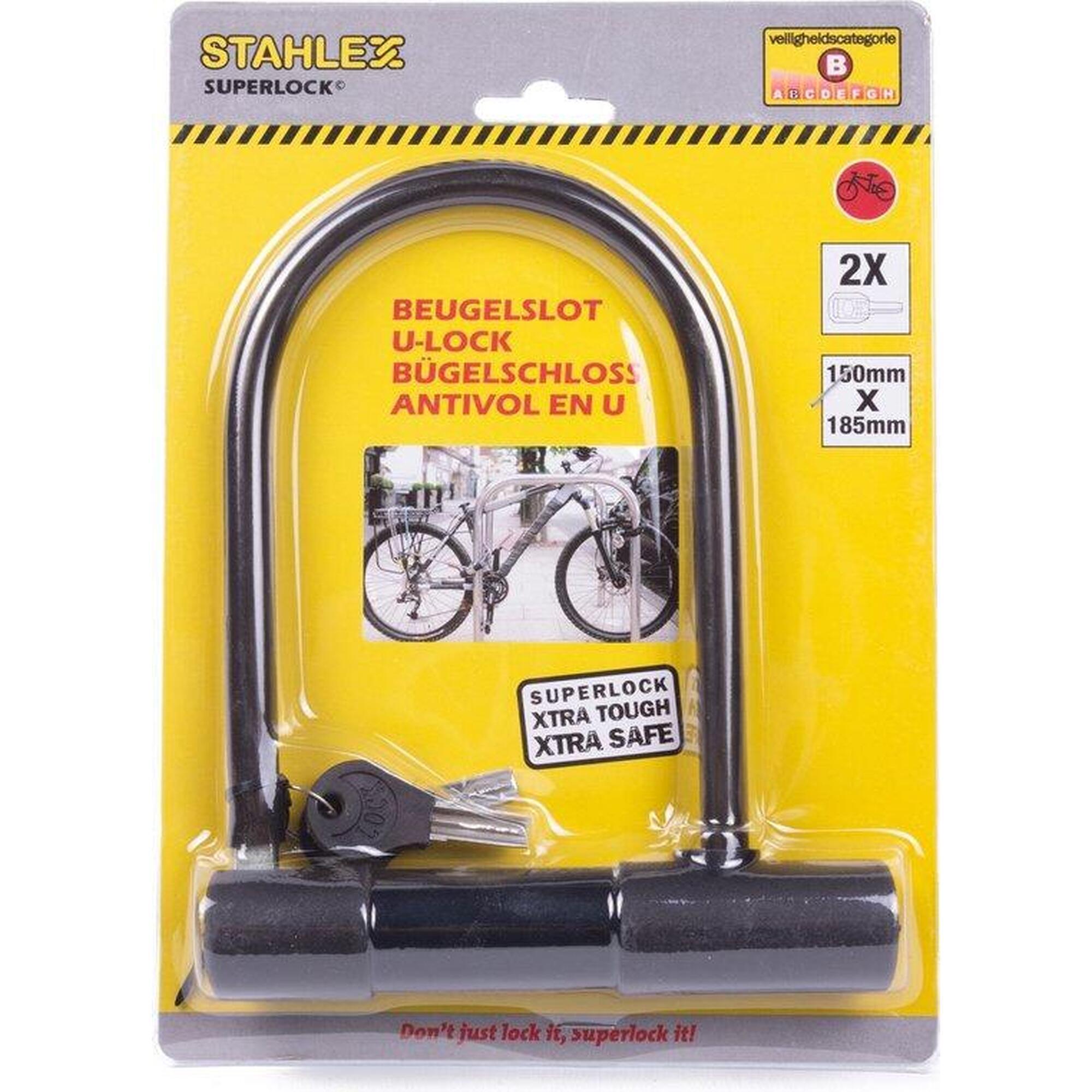 Antifurt bicicletă, tip U, negru, 150x185mm