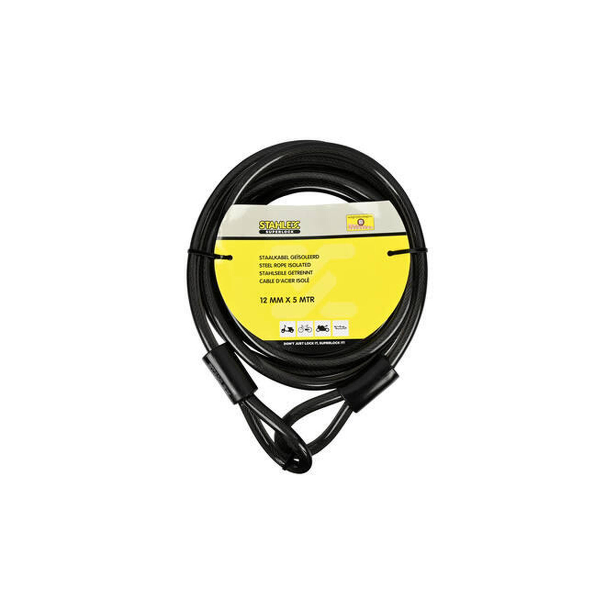 ANTIVOL A CABLE SPIRALE 6 mm - 180 cm AVEC SUPPORT