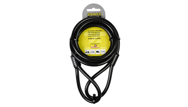 Câble en acier pour antivol de vélo avec boucles 8 mm x 1,5 mètres 3/3